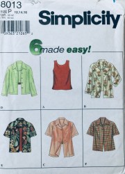 8013 Simplicity 6 Pullover Top, Short - Long Sleeve Shirts Lengths Pattern 6-10 or 18-22 choice uncut